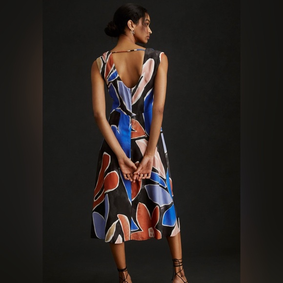🆕NWT Anthropologie Painterly Open-Back Midi Dress - Picture 2 of 3